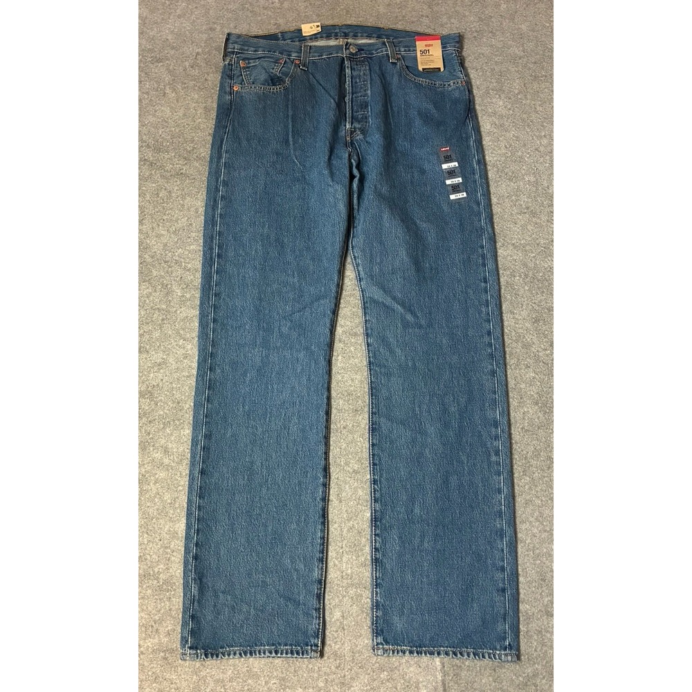 New NWT Levis 501 Original Fit Mens Mid Wash Straight Leg Button Fly Jeans 38x36
